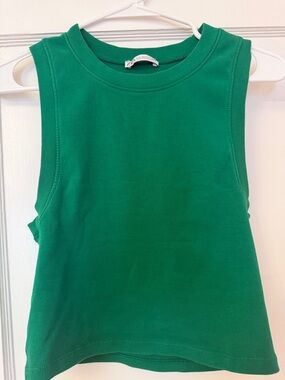 Zara Girls Emerald Green Ribbed Tank Top